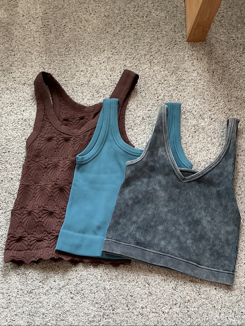 Bundle of 3 Seamless Tanks ~ Brown, Teal, Gray